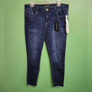Prosperity Dark Wash Skinny Jeans Size 32 Raw Hem Stretch Denim